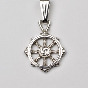 Dharmachakra Pendant | Wheel Of Dharma Pendant, small | Buddhist Eightfold Path Symbol | Sterling silver 925