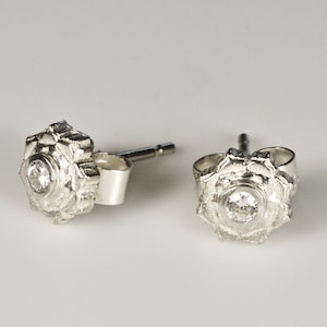 Lotus Flower Stud Earrings, Sterling Silver 925