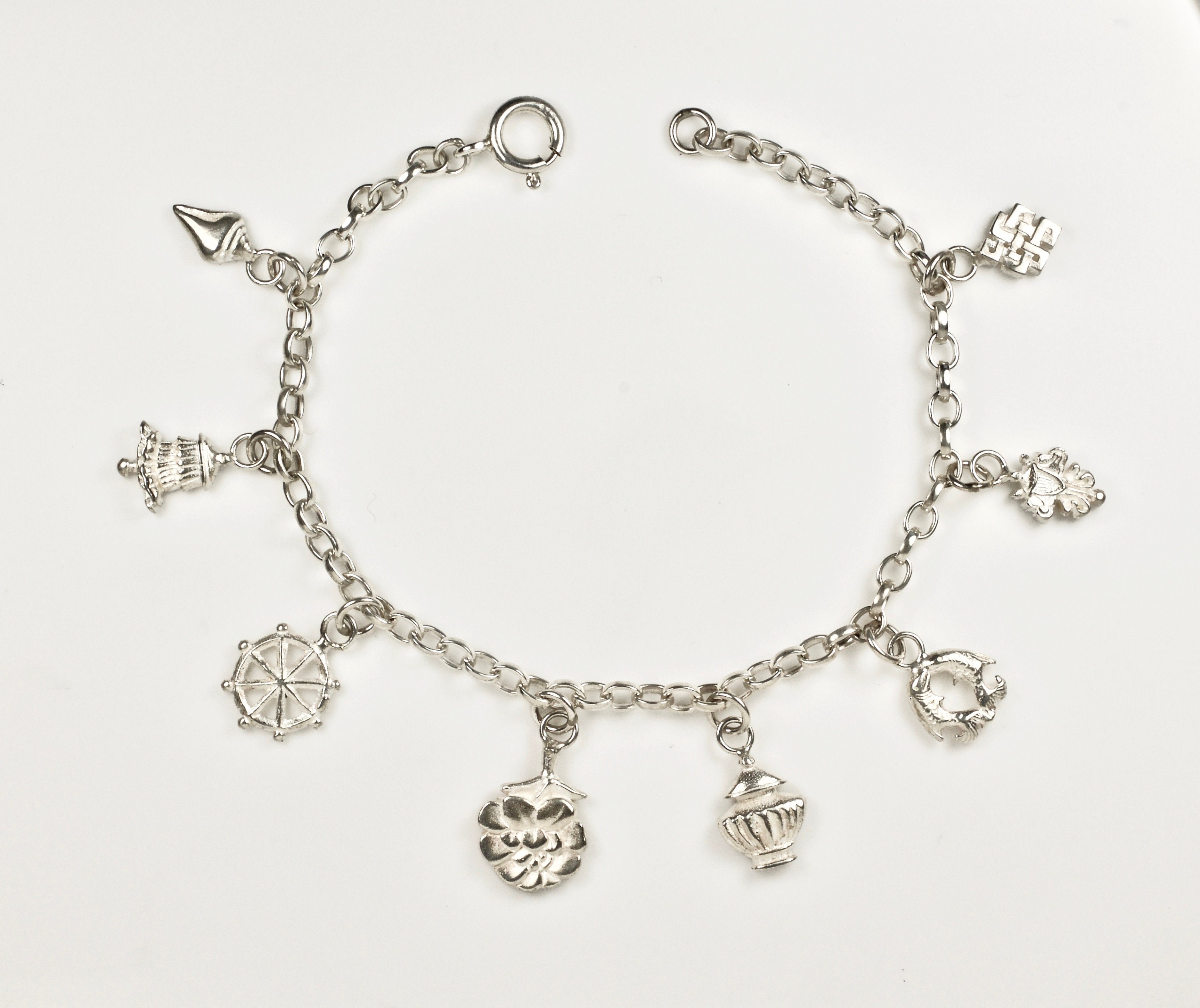 Stamped Initials and Heart Charm Bracelet ~ Sterling Heart Songs Jewelry