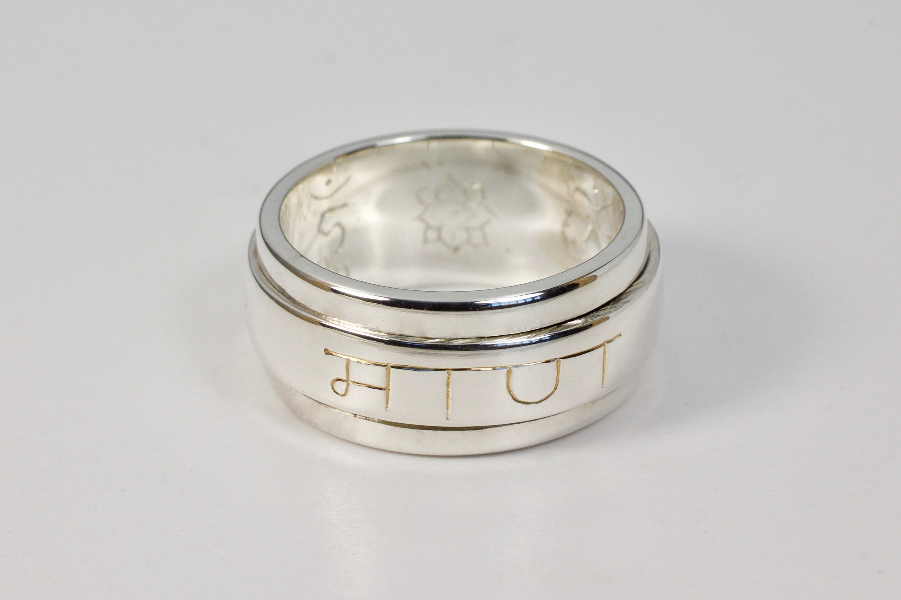 Manthar Rind Vajra Guru Mantra Ring, Sanskrit, Spinning Ring, Sterling Silver 925 - Etsy