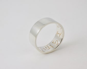 Prayer ring - wide silver ring with Tara mantra engraved on the inside