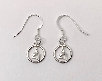 Silver BAM syllable earrings Buddhist jewelry