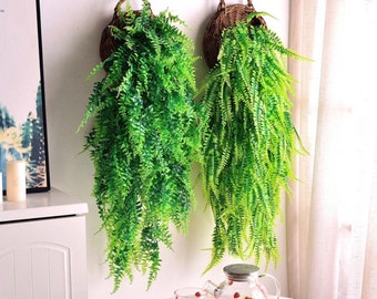 Artificial Hanging Fern, Fake Hanging Plant, Fake Plant Vine for Wall House Room Indoor Outdoor Decoration 2.8ft