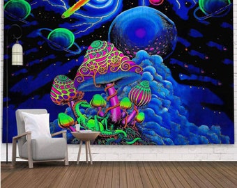 Mushroom Plant Tapestry, Psychedelic Mushroom Wall Art for Room Decor, More Styles Available