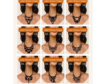 SERIES 2 - Leather Necklace Template Bundle SVG DXF | 9 Laser Cut Necklace Patterns | Cricut Glowforge Lightburn | Instant Download
