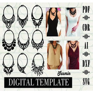 great necklaces for laser cutting. You can do it too. pdf-ai-cdr-dxf-svg cut files - laser cut leather necklaces