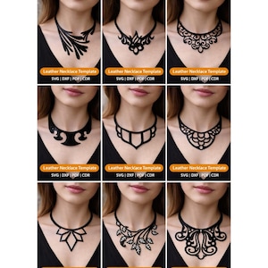 SERIES 1 - Leather Necklace Template Bundle SVG DXF | 9 Laser Cut Necklace Patterns | Cricut Glowforge Lightburn | Instant Download