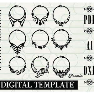 SERIES 6: leren ketting sjabloonbundel SVG DXF | 9 lasergesneden kettingpatronen | Cricut Glowforge Lightburn | Direct downloaden