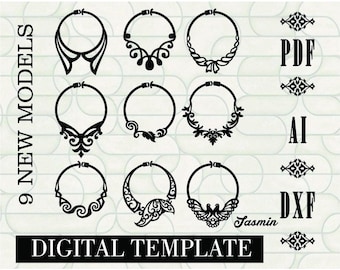 SERIES 6 - Leather Necklace Template Bundle SVG DXF | 9 Laser Cut Necklace Patterns | Cricut Glowforge Lightburn | Instant Download