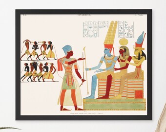 Great Speos: Great Hall wschodnia ściana (1835-1845) Reprodukcja plakatu w ramie autorstwa Jean Francois Champollion. Z Monuments de l'Egypte