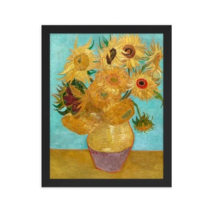 Jarrón con doce girasoles (1888-1889) Cartel enmarcado por Vincent van Gogh