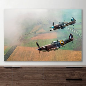 Spitfire Planes Artwork | Oil Painting – Canvas, Framed Print