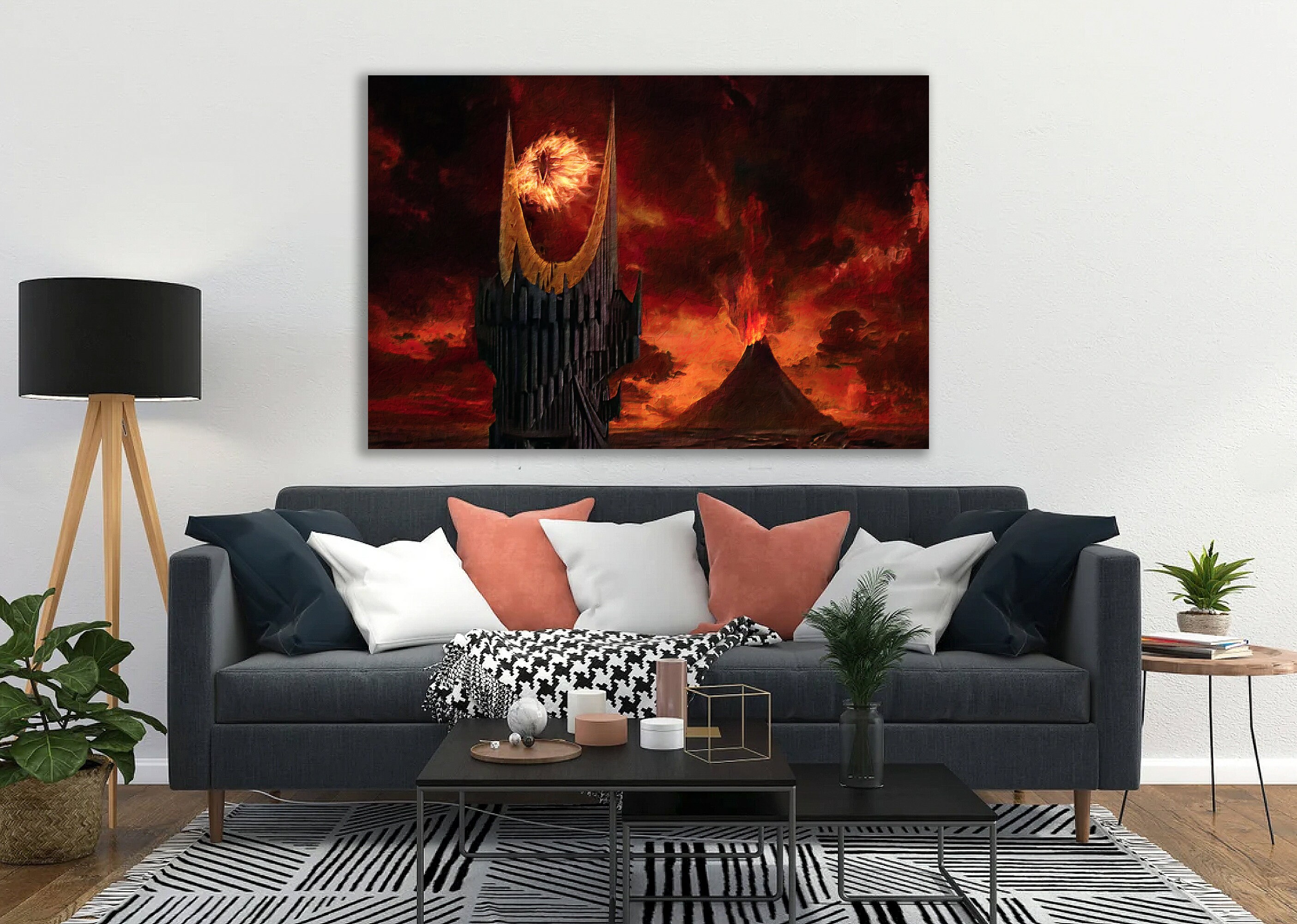 Lord of the Rings the Eye of Sauron, Mount Doom Painting Artwork | LOTR ...