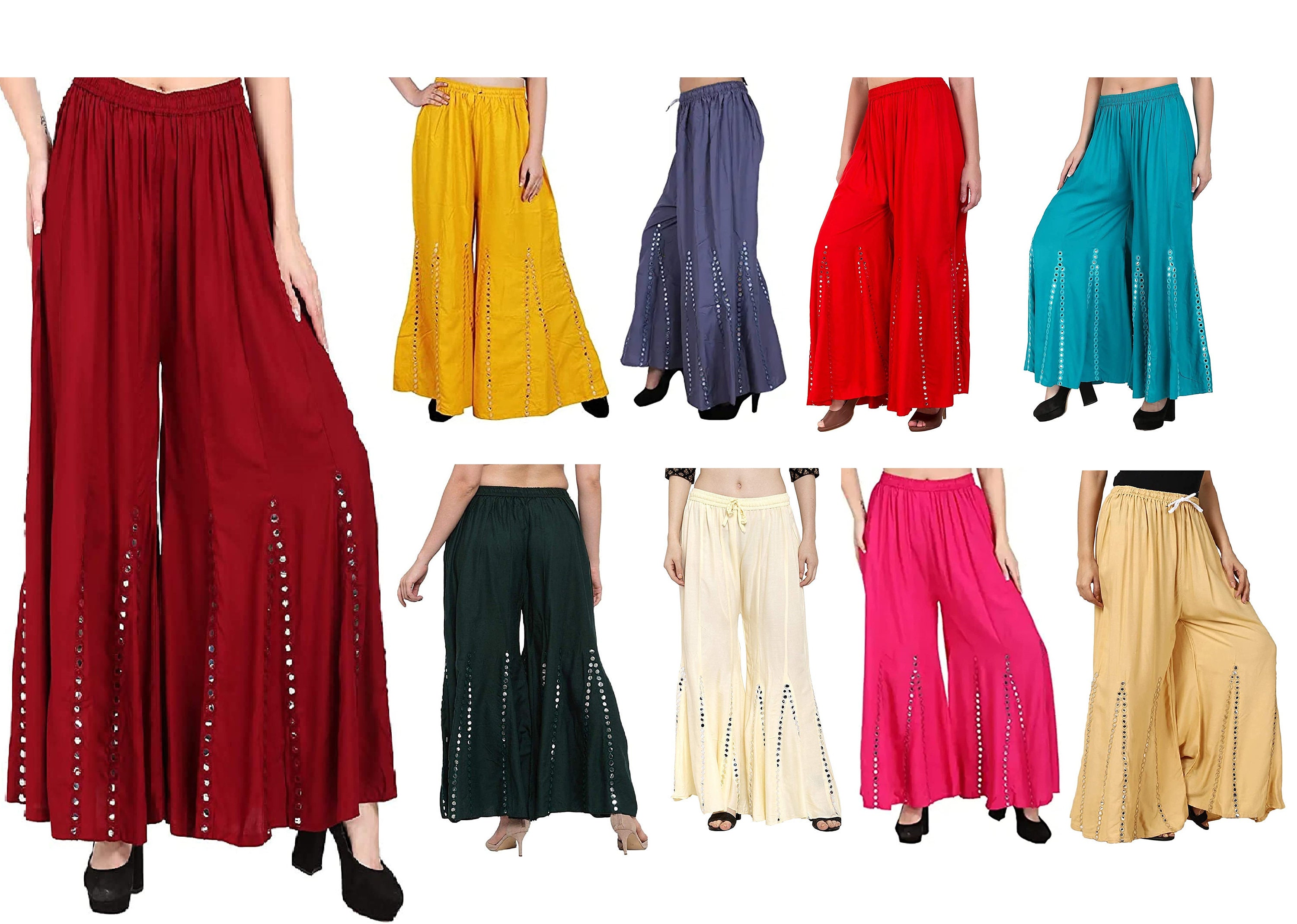 Buy Indiankala4U Ladies Pants Women Palazzo Trousers Leggings Salwar Indian  Chikankari Hand Embroiderd, White Cotton Online at desertcartSeychelles