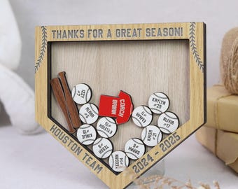 Personalized Baseball Thank You Coach Gift, Custom End of Season Team Keepsake 2025, Baseball Bat & Ball Magnet, Coach Appreciation Present