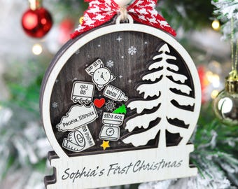 Première décoration de Noël 2025 de bébé, décoration de stat de naissance personnalisée, cadeau de faire-part de bébé en bois personnalisé, cadeau de nouvelle maman, décoration souvenir