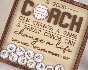 Personalized Volleyball Coach Gift, Custom Volleyball Shaker Box, Team Player Name Keepsake, Volleyball Coach Appreciation, End Season Award