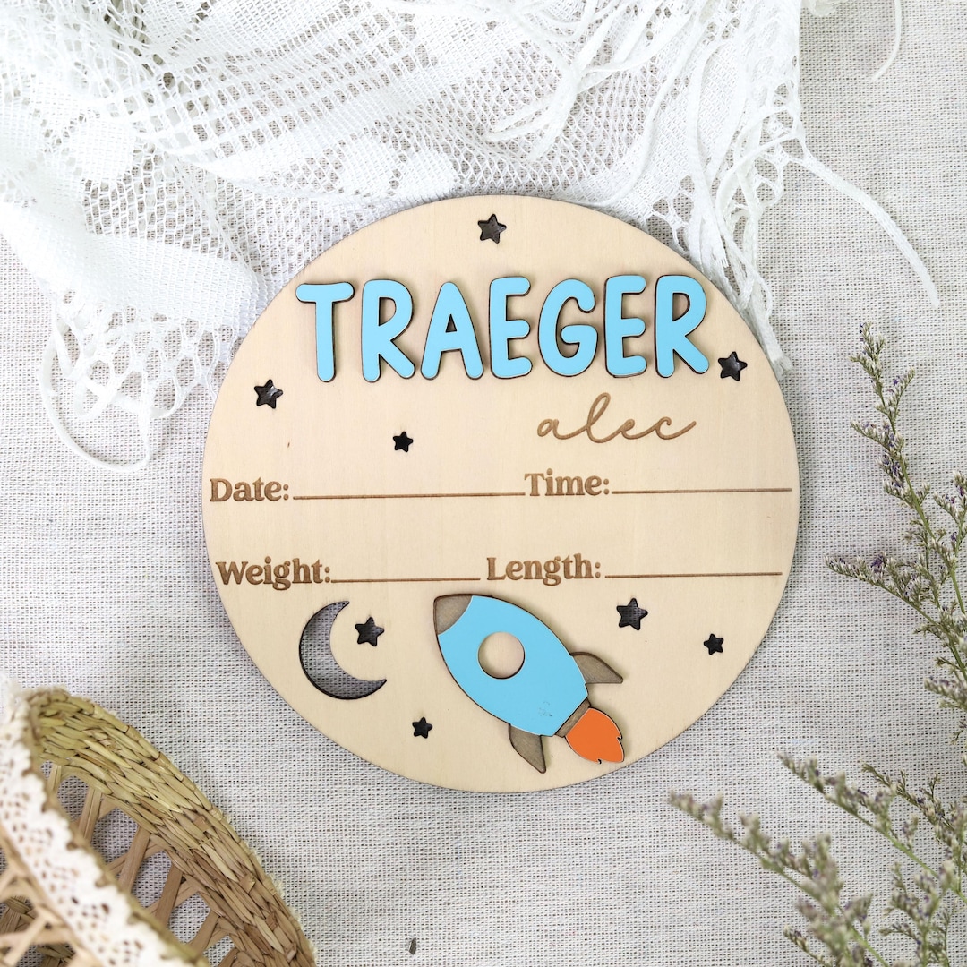 Personalized Wooden Baby Birth Stat Sign, Custom 3D Name Baby ...