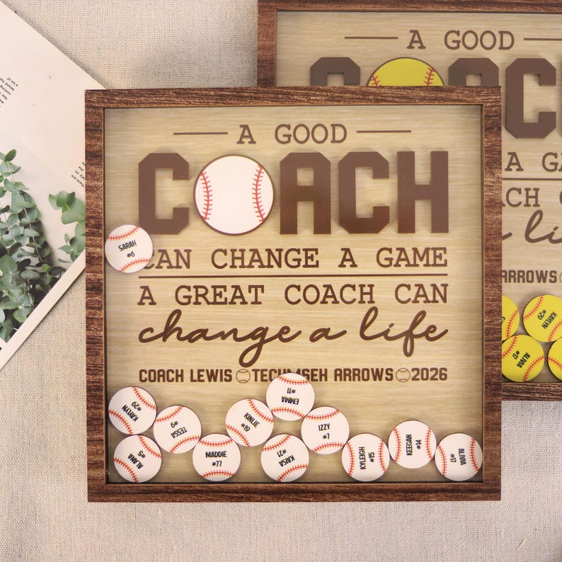 Personalized Baseball Coach Gift, Custom Softball Shaker Box, Team ...
