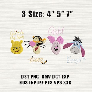 Winner the Pooh and Friends Embroidery Design, Cartoon embroidery pattern,3 Sizes Machine Embroidery Designs