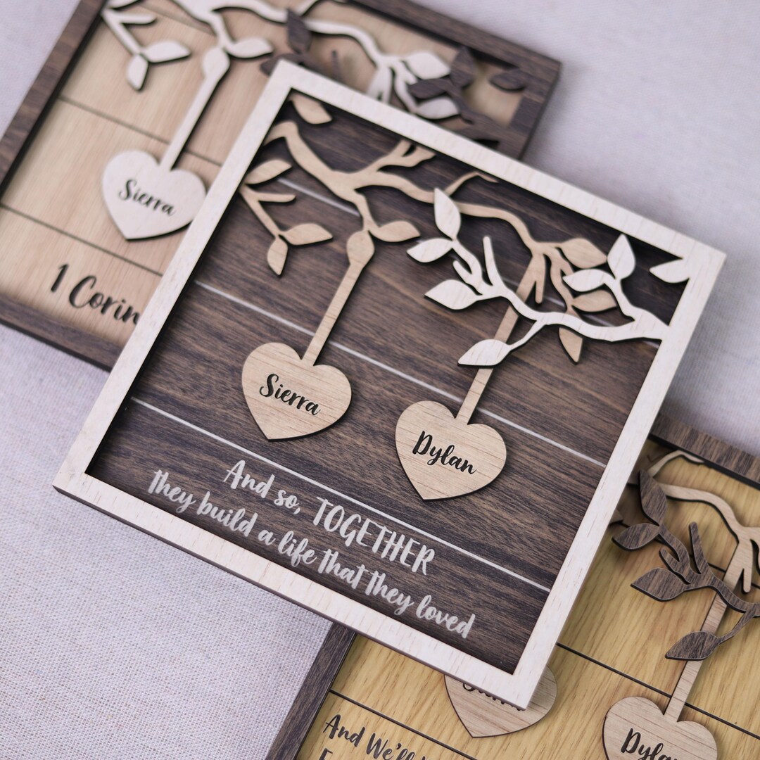 Personalized Anniversary Gift for Couple, Custom Family Tree Wood Sign ...