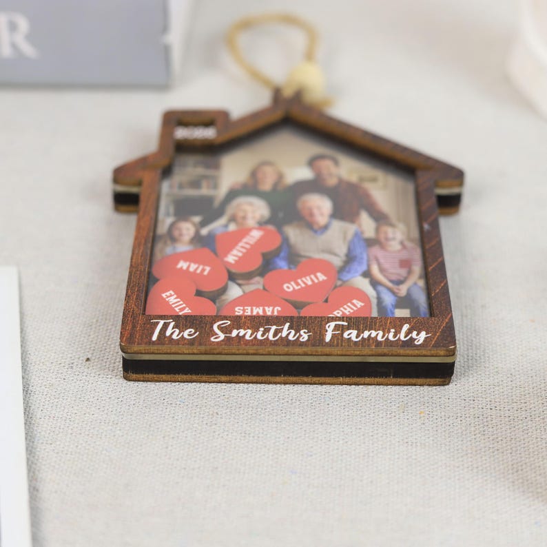 Custom Family Photo House Shaker Ornament, Personalized Hearts Name ...