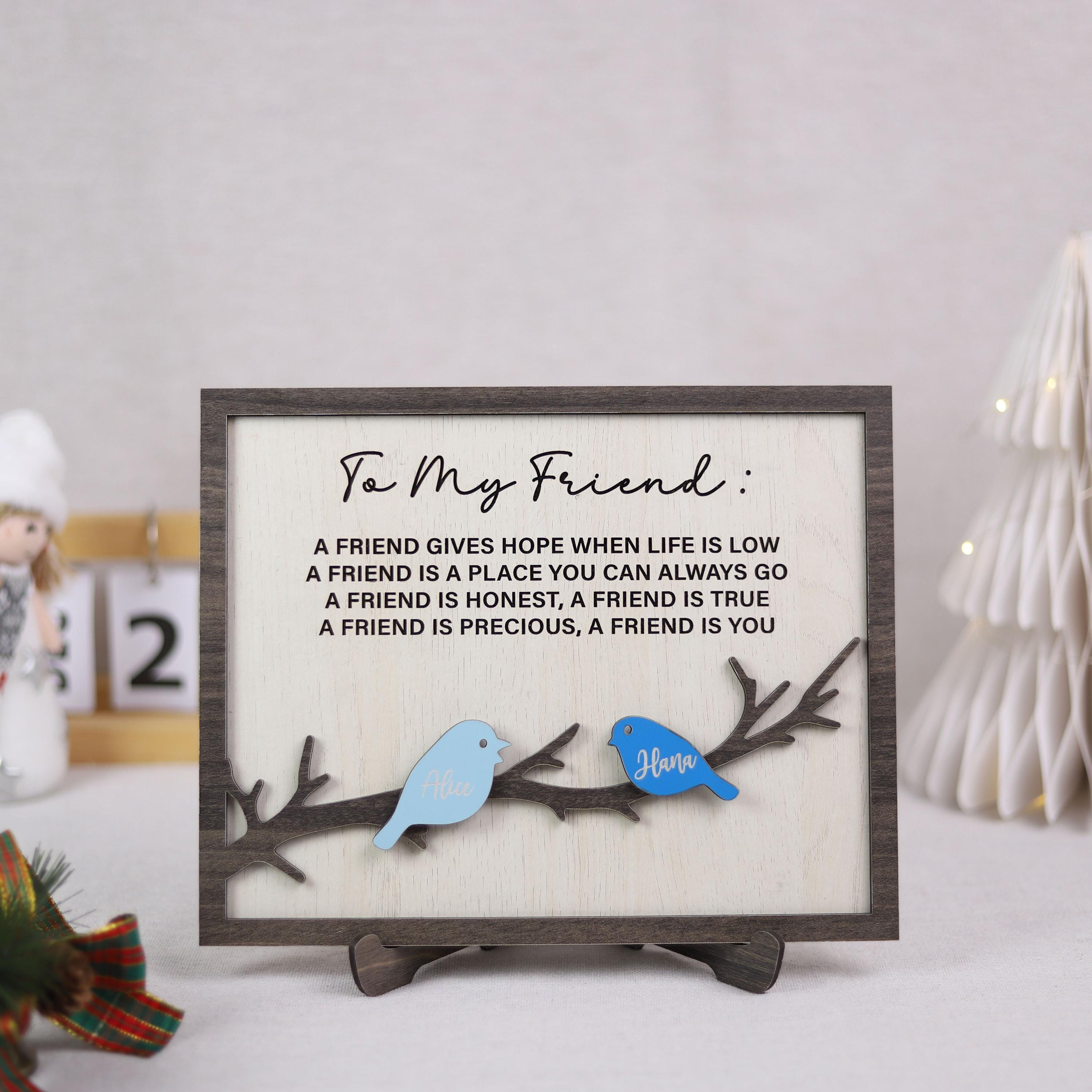 Personalized Best Friend Gift Sign, Custom Bird Names Wooden Frame ...