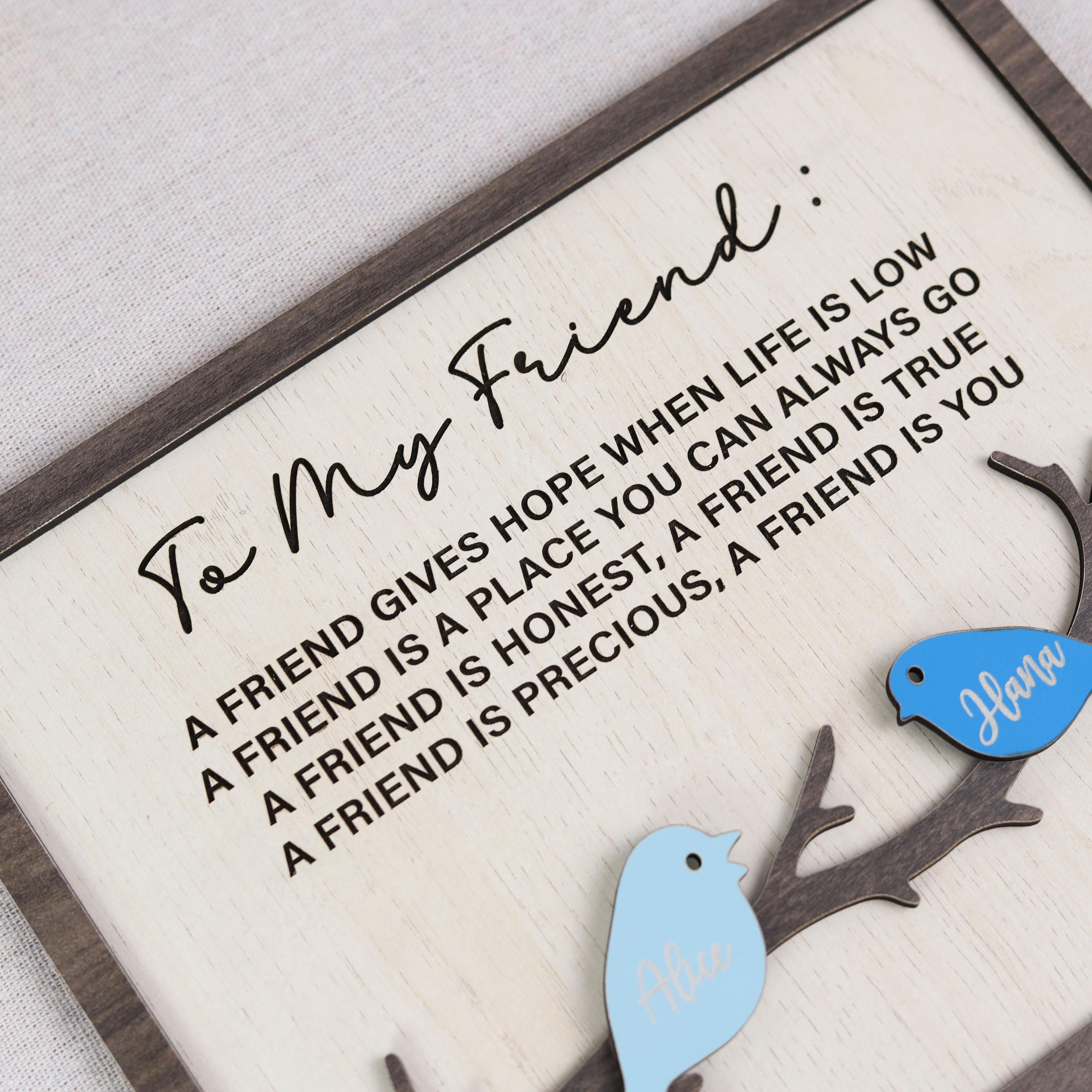 Personalized Best Friend Gift Sign, Custom Bird Names Wooden Frame ...