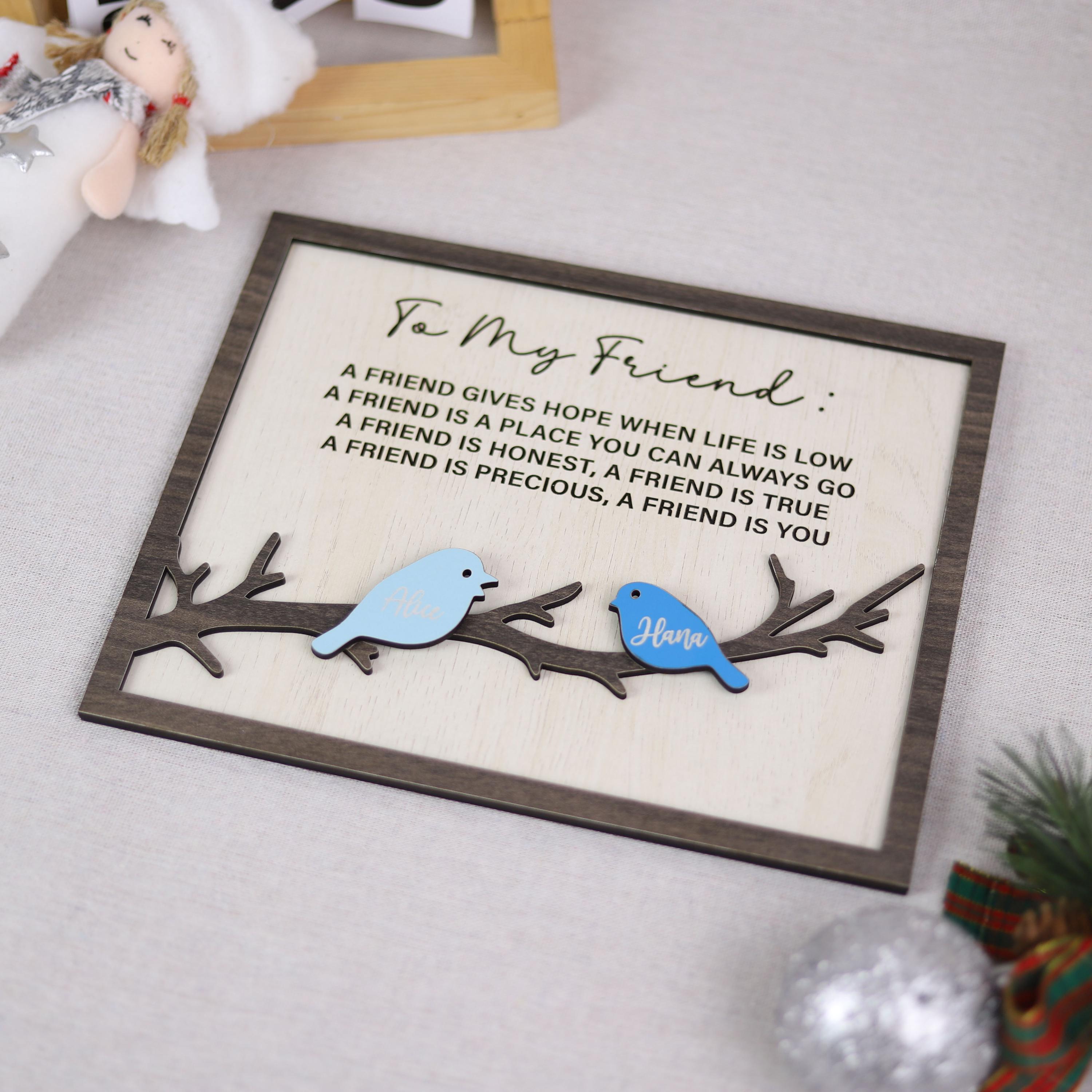 Personalized Best Friend Gift Sign, Custom Bird Names Wooden Frame ...