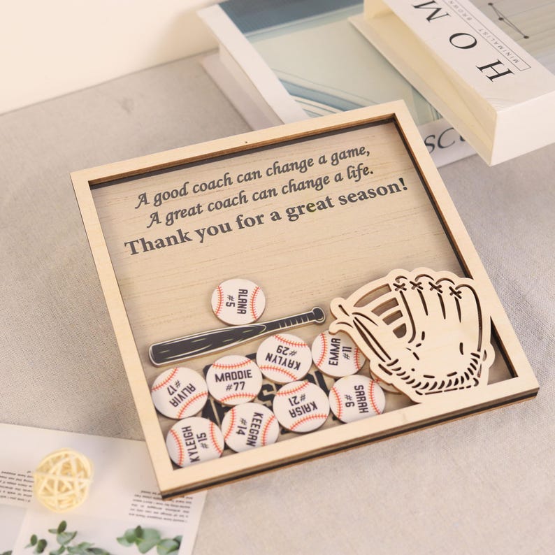 Personalized Sport Coach Gift, Baseball Softball Shaker Box Frame ...