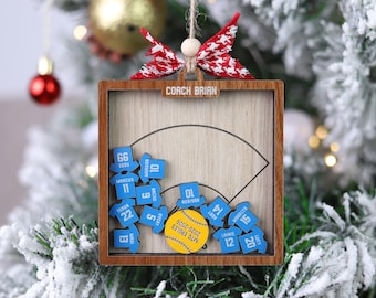 Personalized Baseball Softball Coach Gift Shaker Ornament, Custom Name Engraved Shaker Frame with Jersey & Ball, Team Appreciation Keepsake