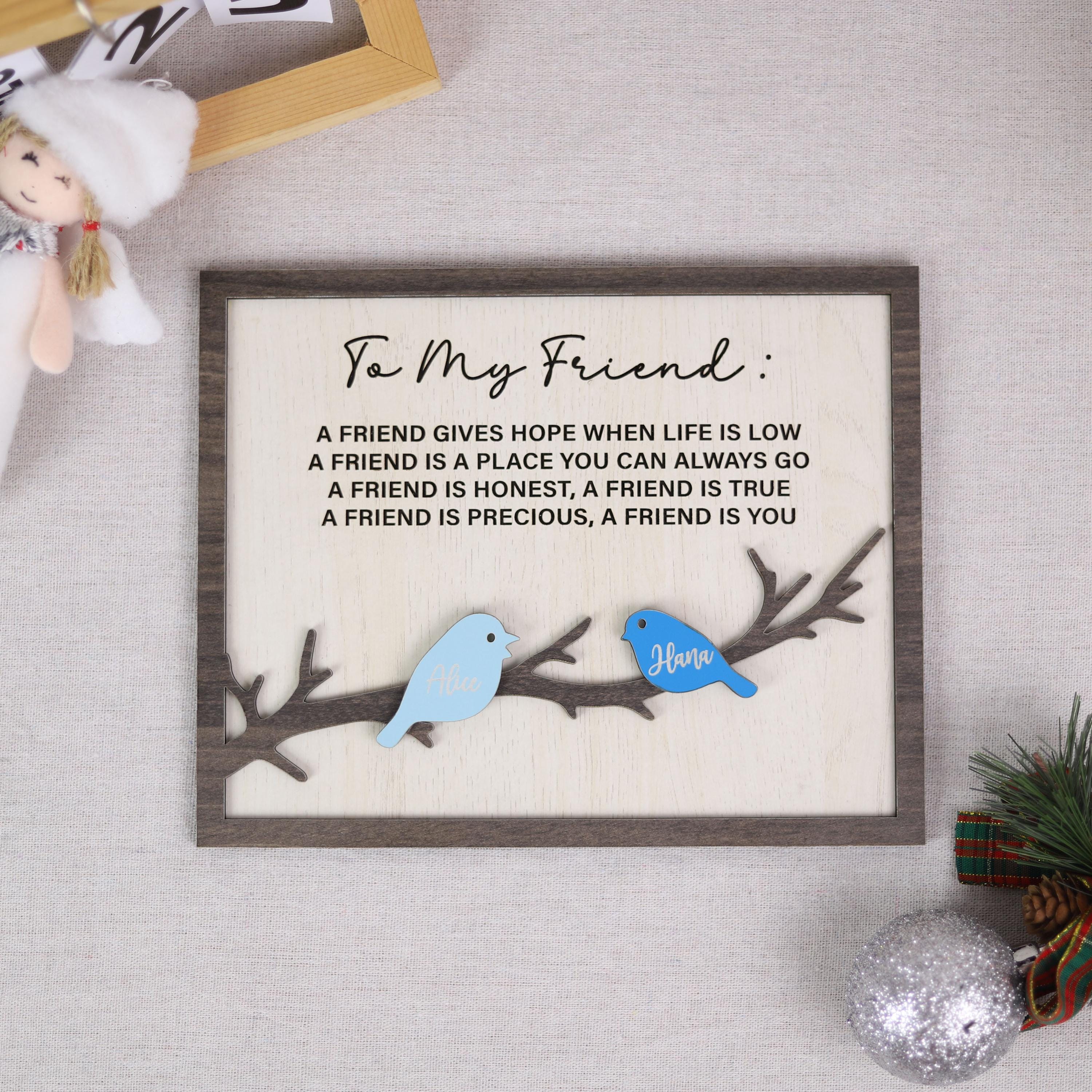 Personalized Best Friend Gift Sign, Custom Bird Names Wooden Frame ...