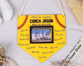 Personalized Baseball Coach Gift, Custom Coach Thank You Gift, End of Season Team Gift, Baseball Photo Frame, Coach Appreciation Present