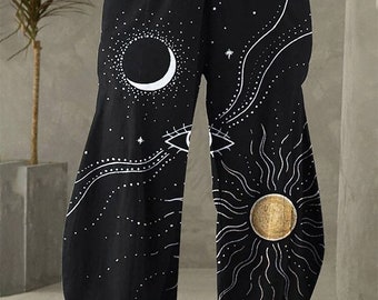 Black moon sun New Pants trousers aesthetic clothes Pants trousers