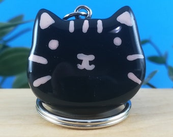 Cute Cat Keychain - Handmade Polymer Clay Kitty Face Charm, Various Colors