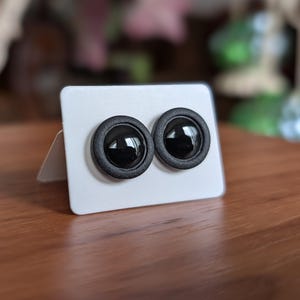 Handmade Bevel Stud Earrings: Polymer Clay, Resin Accent
