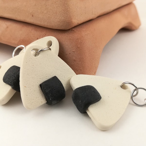 Onigiri - Cute Handmade Earring, Keychain - Polymer Clay Japanese Rice Snack Food, Keyring Charm