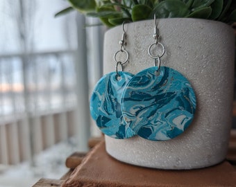 Seafoam - Drop Earrings, Handmade Polymer Clay Jewelry, Hypoallergenic