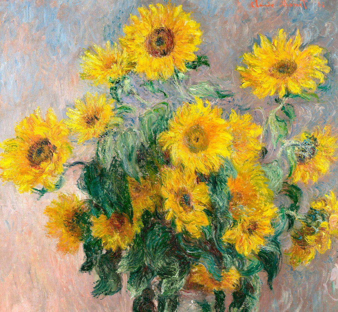 Claude Sunflower Poster. the Famous Bouquet of Sunflowers Still Life Painting 1881. Etsy