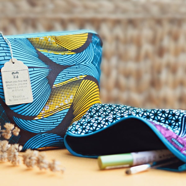 cosmetic bag with african fabric, Kosmetikbeutel aus afrikanischem Stoff
