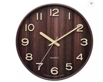 2022 New Modern Decorative Office Clocks Silent Quartz 3D Solid Wood Number Wooden Print Analog Wall Clock For Living Room