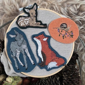 Wool patch embroidered walk patch wool walk wool patch patch deer, fox, snail, donkey