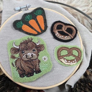 Wollen patch geborduurde wandelpatch wollen wandeling wollen patch patch Highlander, wortels, pretzel