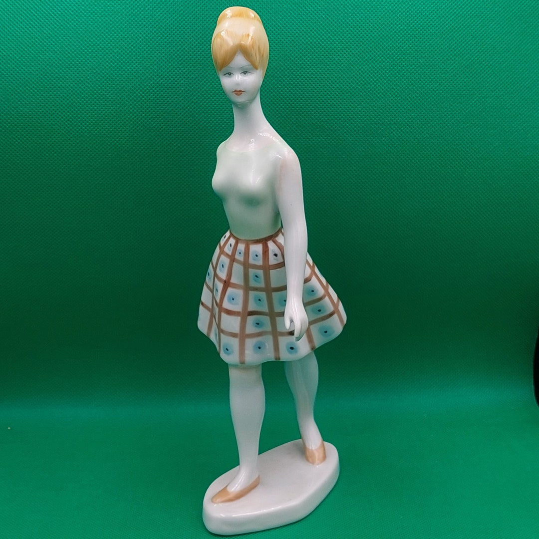 Girl on the Runway vintage Rare Mannequin Girl Figurine, Walking Girl, Hungary Hollóháza, by