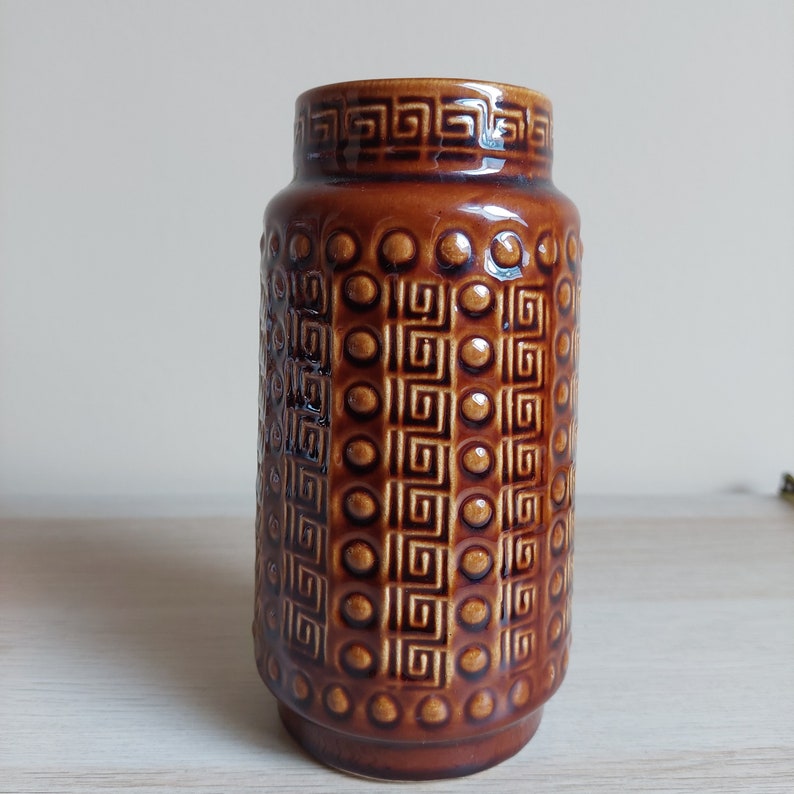 VINTAGE SCHEURICH VASE Mid-century Modernist Ceramic Vase Germany Scheurich Ceramic Handpainted Rare From 1970s image 6