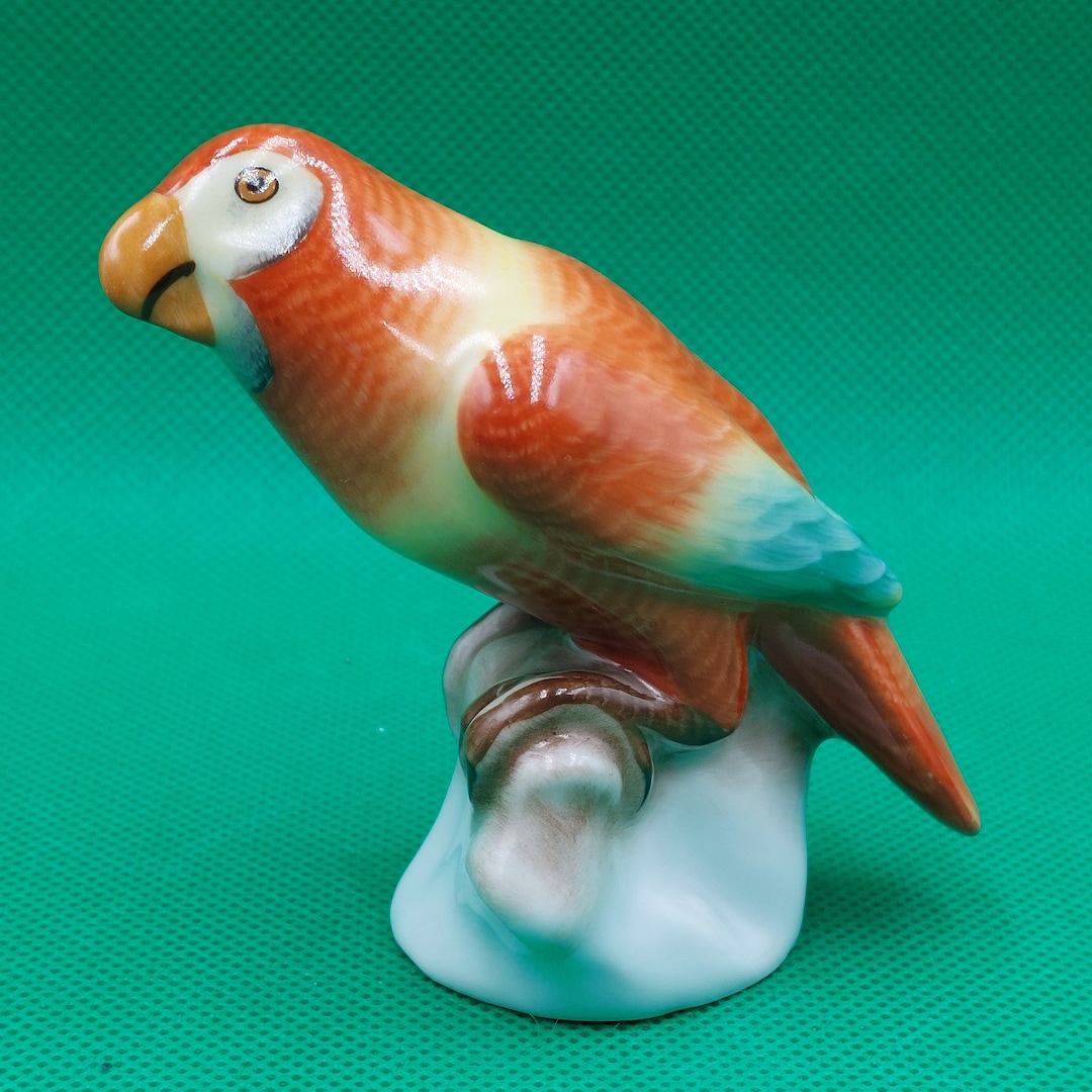 VINTAGE HEREND PARROT Midcentury Porcelain Parrot Figurine Etsy