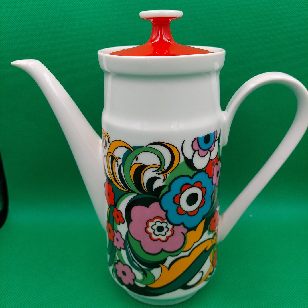Spring Flowers Vintage Coffee/ Teapot German Kahla Porcelain Retro GDR