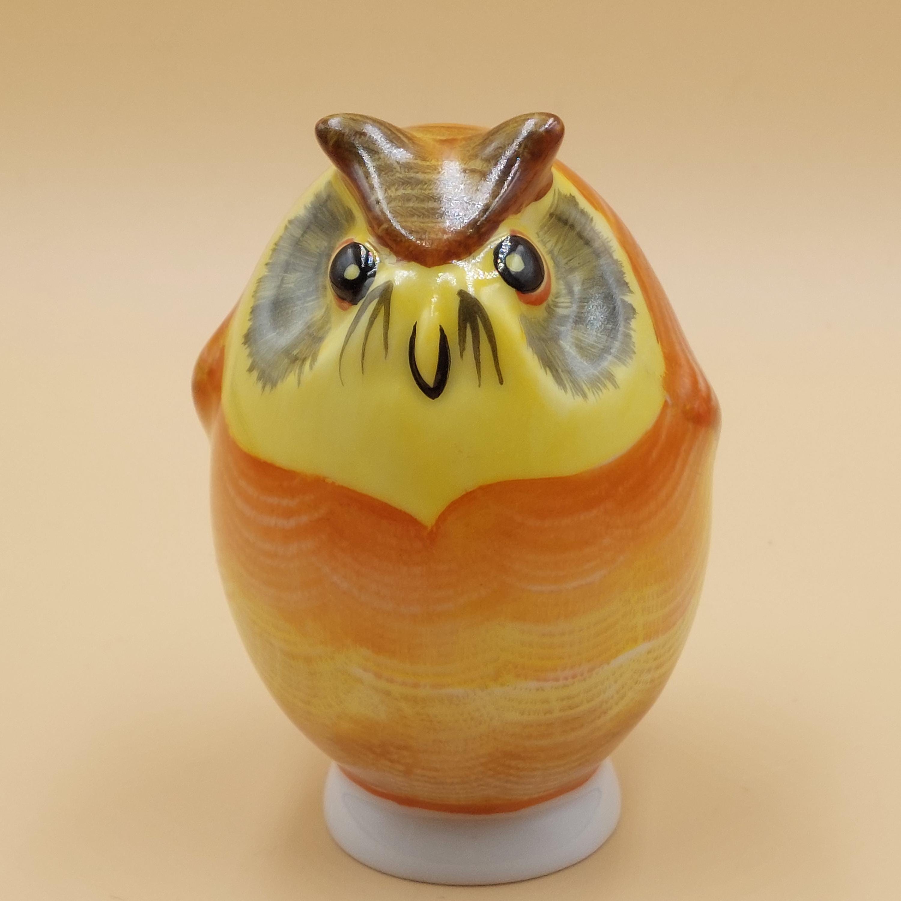 HERENDフクロウ(陶器製) ヘレンド フィギュリン 止まり木梟 磁器 置物 茶色の鱗模様