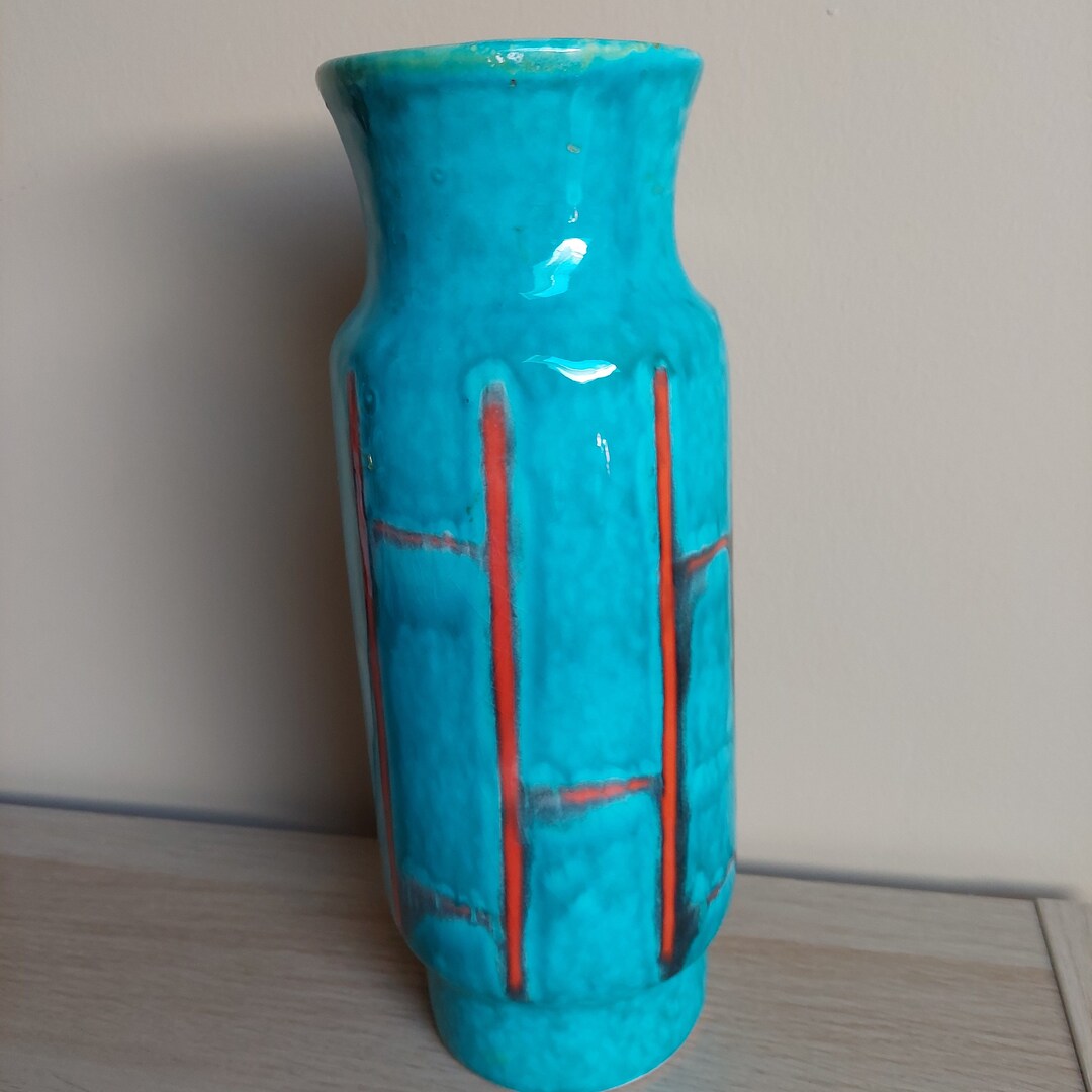TURQUOISE CERAMIC VASE Vintage Hungarian Ceramic Vase Etsy