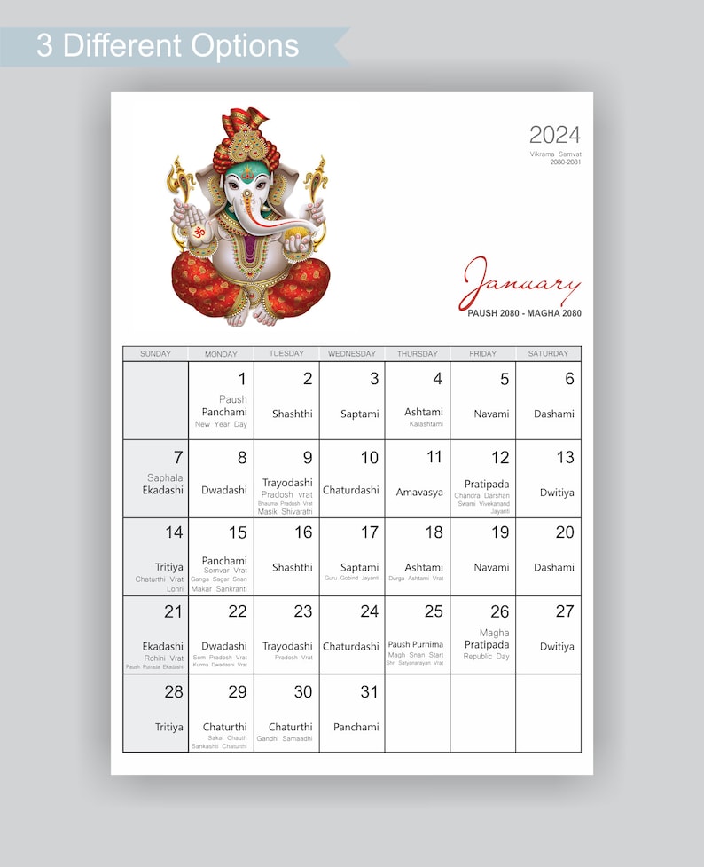 2024 Monthly Hindu Calendar, Printable Indian Festivals With Tithi